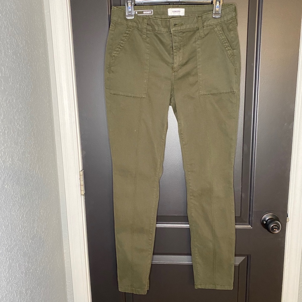Suede green pants